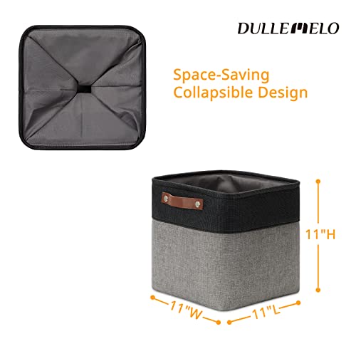 DULLEMELO Collapsible Bundle Baskets 4 Cube Baskets 11"x11"x11" + 6 Small Baskets 11.8"x7.9"x5.1"（Black&Grey)