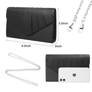 CurvChic Women Evening Bag Clutch Rhinestone Envelope Party Handbag Bridal Prom Purse (Stain Black1)