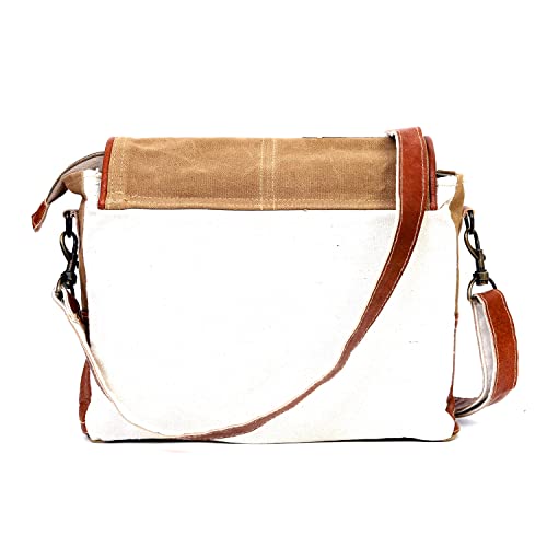 CLA Upcycled Canvas Star Crossbody Bag, Upcycled Canvas & Cowhide Crossbody Bag, Upcycled Canvas & Cowhide Leather Crossbody Bag for Women, Canvas Crossbody Bags for Women