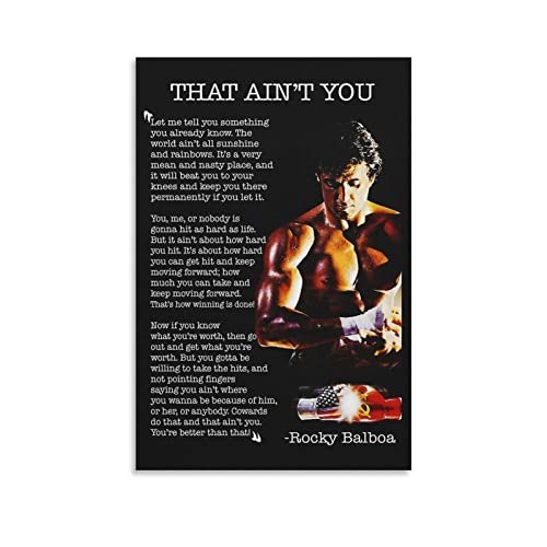 Rocky Motivational Poster Inspirational Quotes Poster Canvas Wall Art 90S Room Aesthetic Posters 12x18inch(30x45cm)