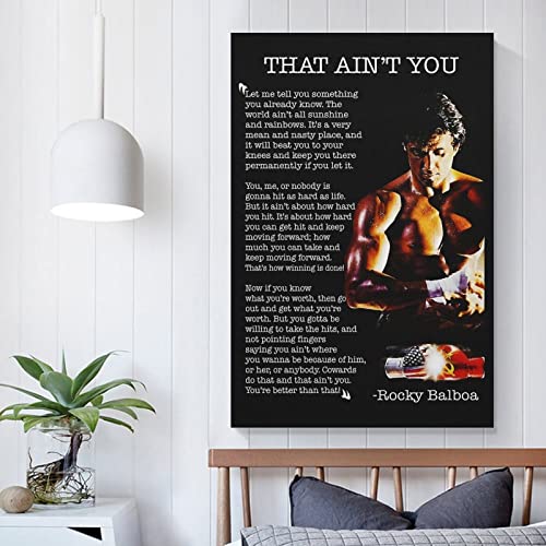 Rocky Motivational Poster Inspirational Quotes Poster Canvas Wall Art 90S Room Aesthetic Posters 12x18inch(30x45cm)