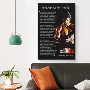Rocky Motivational Poster Inspirational Quotes Poster Canvas Wall Art 90S Room Aesthetic Posters 12x18inch(30x45cm)