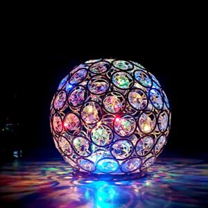 zipdiz crystal ball – crystal led light – christmas table decor – gold orbs decorative balls – lighted christmas ball – led light christmas decoration indoor use (5″ multicolor, gold)