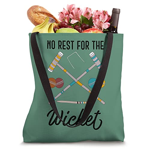No Rest for the Wicket Funny Croquet Game Graphic Tote Bag