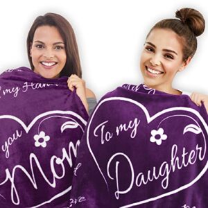 buttertree mom and daughter blankets, throw blankets 65″ x 50″ (2-pack, purple)