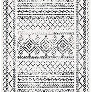 Safavieh Tulum Collection 2' x 4' Ivory/Black TUL268D Moroccan Boho Distressed Non-Shedding Entryway Living Room Foyer Bedroom Accent Rug