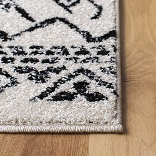 Safavieh Tulum Collection 2' x 4' Ivory/Black TUL268D Moroccan Boho Distressed Non-Shedding Entryway Living Room Foyer Bedroom Accent Rug