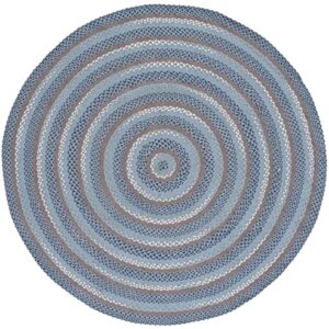 SAFAVIEH Braided Collection 6' Round Blue/Grey BRD257M Flatweave Country Rustic Farmhouse Reversible Cotton Area Rug