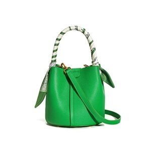 leather texture bucket bag ladies tote bag large capacity cross-body cabbage basket bag green