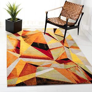 SAFAVIEH Porcello Collection 8' x 10' Orange / Red PRL6940P Modern Abstract Non-Shedding Living Room Dining Bedroom Area Rug