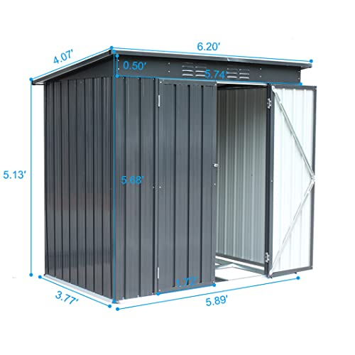 Storage Sheds 6' x 4' Outdoor Metal Storage Shed Galvanized Steel Garden Shed with Lockable Doors and Air Vent,Utility Storage Shed & Outdoor Backyard Storage Shed for Garden,Patio,Black