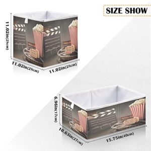 Blueangle Movie Theater Popcorn Rectangle Storage Bin, 15.8 x 10.6 x 7 in, Large Collapsible Organizer Storage Basket for Home Décor（1164）