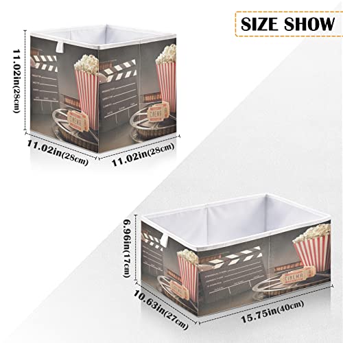 Blueangle Movie Theater Popcorn Rectangle Storage Bin, 15.8 x 10.6 x 7 in, Large Collapsible Organizer Storage Basket for Home Décor（1164）