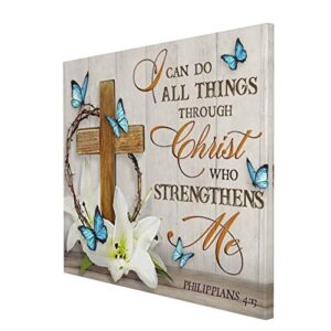 WALLOHERE Scripture Wall Art Christian Religious Wall Decor Canvas Prints Floral Wall Art Butterfly Painting Christ Faith Spiritual Posters Artworks Decor Framed For Living Room Bedroom Ready To Hang16 inches x20 inches , 16x20in