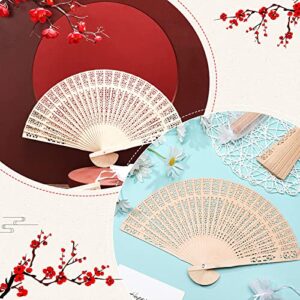 100 Pieces Wooden Hand Fans for Wedding Bulk Folding Handheld Fans with Gift Bags for Guests Vintage Chinese Fans Foldable Wood Fans for Baby Shower Favors Birthday Party Decorations Home Decor