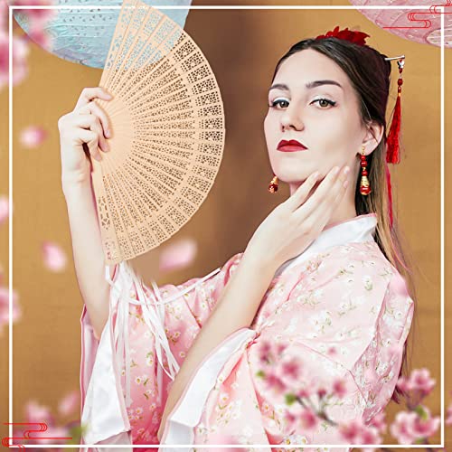 100 Pieces Wooden Hand Fans for Wedding Bulk Folding Handheld Fans with Gift Bags for Guests Vintage Chinese Fans Foldable Wood Fans for Baby Shower Favors Birthday Party Decorations Home Decor