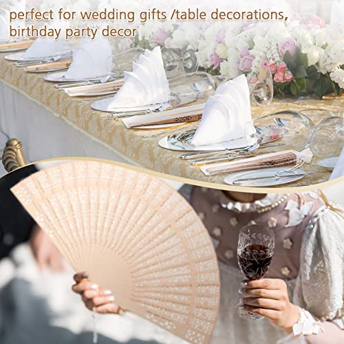 100 Pieces Wooden Hand Fans for Wedding Bulk Folding Handheld Fans with Gift Bags for Guests Vintage Chinese Fans Foldable Wood Fans for Baby Shower Favors Birthday Party Decorations Home Decor