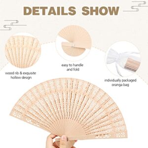 100 Pieces Wooden Hand Fans for Wedding Bulk Folding Handheld Fans with Gift Bags for Guests Vintage Chinese Fans Foldable Wood Fans for Baby Shower Favors Birthday Party Decorations Home Decor