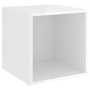 Homvdxl Floating Wall Cube Shelves, White High Gloss Box Shelf for Wall Decor, Floating Bookshelf Square Wall Cubby Shelves for Living Room Bedroom Bathroom Entryway Hallway, 2 Set