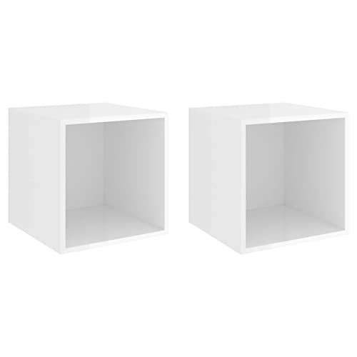 Homvdxl Floating Wall Cube Shelves, White High Gloss Box Shelf for Wall Decor, Floating Bookshelf Square Wall Cubby Shelves for Living Room Bedroom Bathroom Entryway Hallway, 2 Set