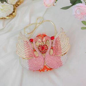 DEBIMY Dazzling Evening Bag Luxury Rhinestone Swan Clutch Wedding Evening Party Prom Cocktail Party Handbag Purse for Ladies Silver