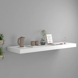 homvdxl floating shelves, white wall mounted shelf with invisible brackets book plant display rack storage for bathroom living room bedroom entryway hallway, 31.5 x 9.3