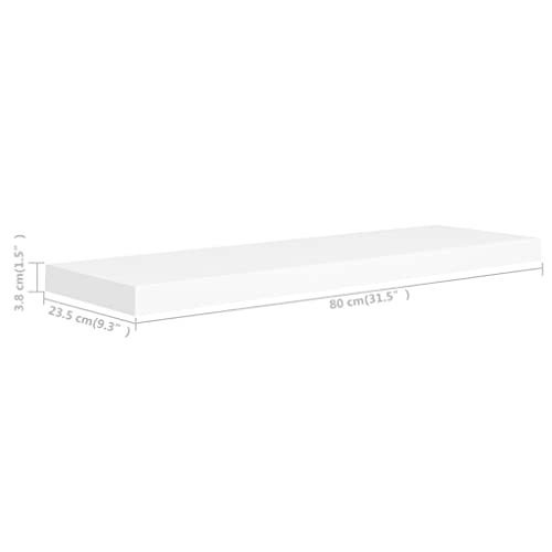Homvdxl Floating Shelves, White Wall Mounted Shelf with Invisible Brackets Book Plant Display Rack Storage for Bathroom Living Room Bedroom Entryway Hallway, 31.5 x 9.3