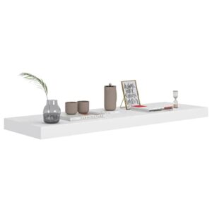 Homvdxl Floating Shelves, White Wall Mounted Shelf with Invisible Brackets Book Plant Display Rack Storage for Bathroom Living Room Bedroom Entryway Hallway, 31.5 x 9.3