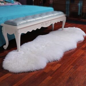 IRIWOOL Sheepskin Rug Genuine Fur, Luxury Wool Pelts, Naturally Silky Soft Lambskin, Thick & Fluffy, Bedroom & Living Area, Seat Cover Throw for Seat Throw (2' x 6'Creamy White)