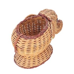 JIJO Hand Woven Basket Elephant Shape Decorative Rattan Storage Basket for Shopping Photography Basket Elephant Shape