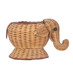 JIJO Hand Woven Basket Elephant Shape Decorative Rattan Storage Basket for Shopping Photography Basket Elephant Shape