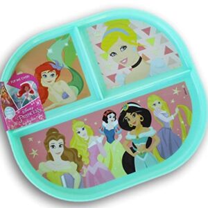 Reversible Princess BPA Free Plate - Features Ariel, Cinderella, Belle, Jasmine, Snow White, Rapunzel, and More - 8 x 7 Inches