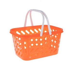 Kisangel Stackable Storage Bins 1pc Portable Grocery Basket Plastic Storage Basket Mini Picnic Basket Toys Storage Organizer for Kids Party Favors Pretend Play ( Orange ) Plastic Bins