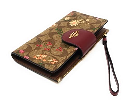 Coach Women's Tech Wallet in Colorblock Signature Canvas (Wildflower Print - Khaki Multi)