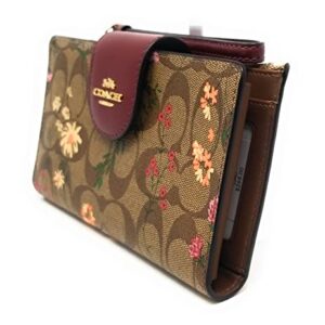 Coach Women's Tech Wallet in Colorblock Signature Canvas (Wildflower Print - Khaki Multi)