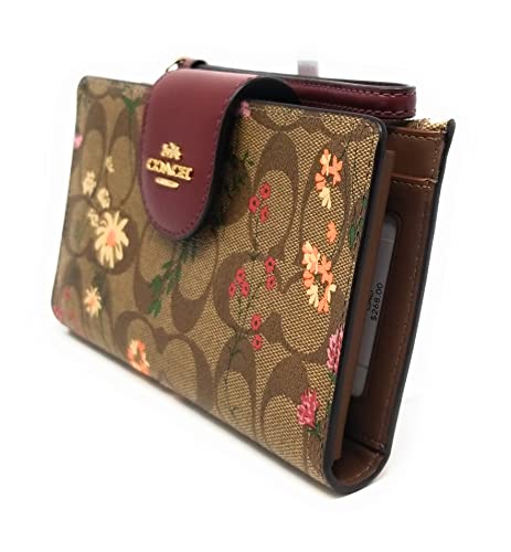 Coach Women's Tech Wallet in Colorblock Signature Canvas (Wildflower Print - Khaki Multi)