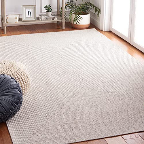 SAFAVIEH Braided Collection 8' x 10' Ivory/Light Grey BRA201A Handmade Farmhouse Living Room Dining Bedroom Area Rug