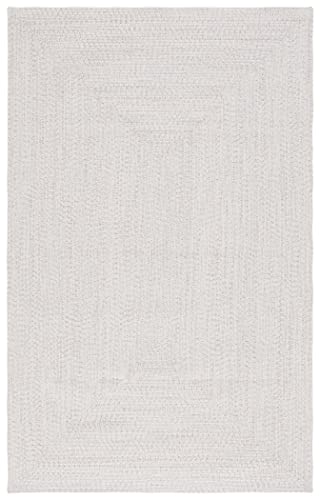 SAFAVIEH Braided Collection 8' x 10' Ivory/Light Grey BRA201A Handmade Farmhouse Living Room Dining Bedroom Area Rug