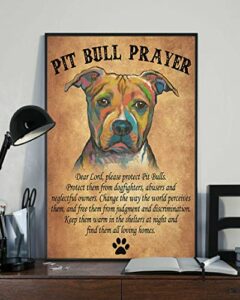 pitbull prayer dear lord please protect pit pitbulls dog poster retro wall decor man cave home pub metal tin sign 8×6 inch