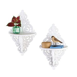 collections etc decorative diamond filigree wall mounted shelves – set of 2