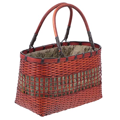 ERINGOGO Wicker Basket Woven Baskets Women Woven Bags Summer Beach Large Tote Bag Handmade Woven Shoulder Crossbody Handbag French Basket Bag Organizer Weaved Basket Woven Baskets