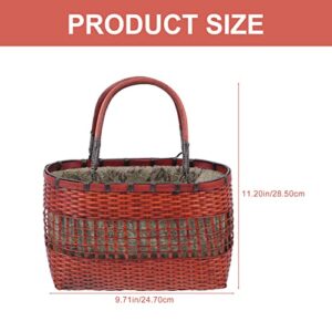 ERINGOGO Wicker Basket Woven Baskets Women Woven Bags Summer Beach Large Tote Bag Handmade Woven Shoulder Crossbody Handbag French Basket Bag Organizer Weaved Basket Woven Baskets