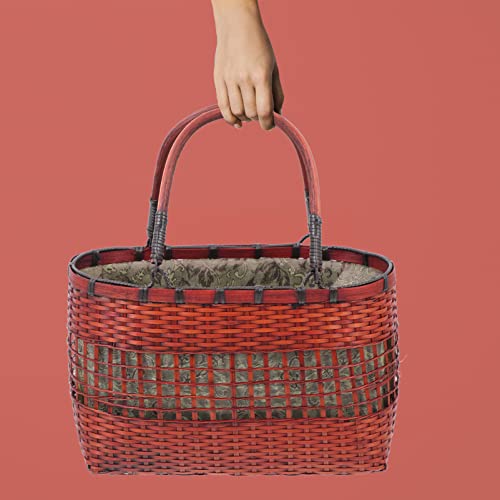 ERINGOGO Wicker Basket Woven Baskets Women Woven Bags Summer Beach Large Tote Bag Handmade Woven Shoulder Crossbody Handbag French Basket Bag Organizer Weaved Basket Woven Baskets