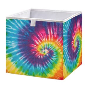 xigua tie dye cube storage bin large collapsible storage box canvas storage basket for home,office,books,nursery,kid’s toys,closet