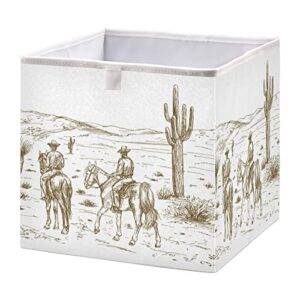xigua western desert cowboys cube storage bin large collapsible storage box canvas storage basket for home,office,books,nursery,kid’s toys,closet