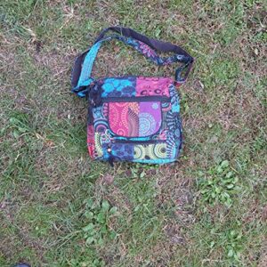 Fwosi Boho Shoulder School Tote Bags - Unisex, Lightweight Crossbody Messenger Bag - 4 Compartments, Adjustable Strap, Zipper Closure - Embroidered Purse Hippie Sling Patchwork Bag