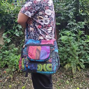 Fwosi Boho Shoulder School Tote Bags - Unisex, Lightweight Crossbody Messenger Bag - 4 Compartments, Adjustable Strap, Zipper Closure - Embroidered Purse Hippie Sling Patchwork Bag