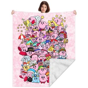 quztww-kirby blanket fuzzy soft micro fleece ultra fuzzy blanket for office sofa bed living room warm lightweight 50 x 40 in pink