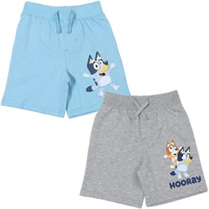 bluey bingo toddler boys french terry 2 pack shorts blue/grey 3t