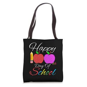 happy 100th day of school 2023 for teachers kids boys girls tote bag